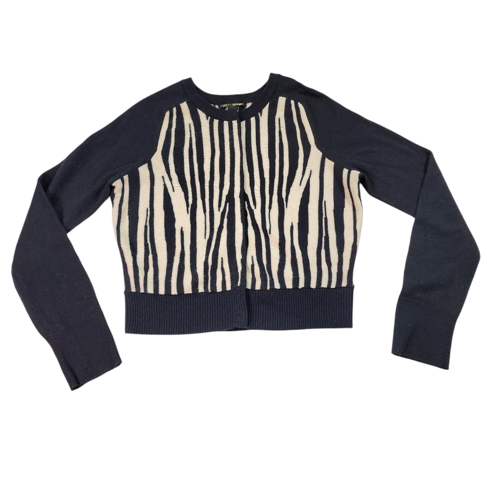 Lucky Brand Black and Cream Zebra Cardigan